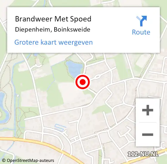 Locatie op kaart van de 112 melding: Brandweer Met Spoed Naar Diepenheim, Boinksweide op 4 april 2021 21:13