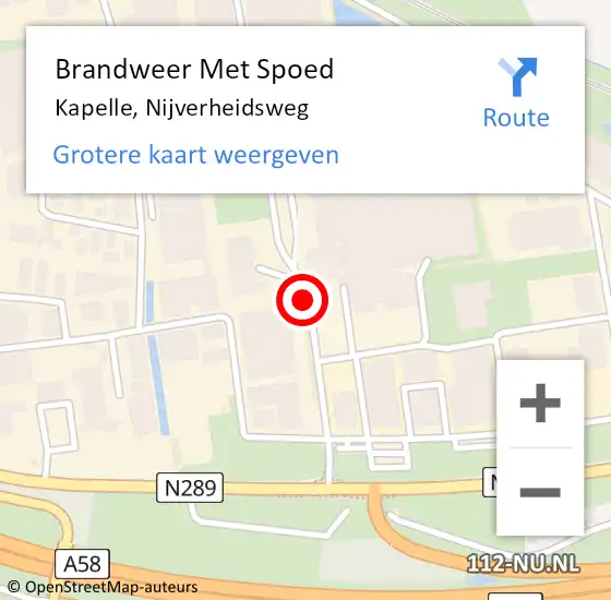 Locatie op kaart van de 112 melding: Brandweer Met Spoed Naar Kapelle, Nijverheidsweg op 4 april 2021 22:04