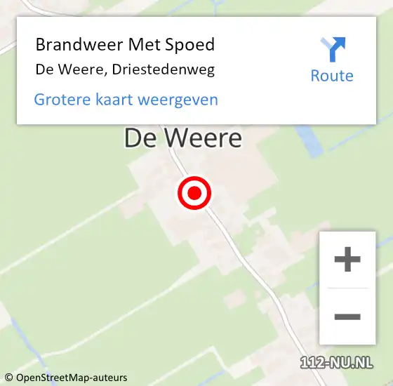 Locatie op kaart van de 112 melding: Brandweer Met Spoed Naar De Weere, Driestedenweg op 4 april 2021 22:26