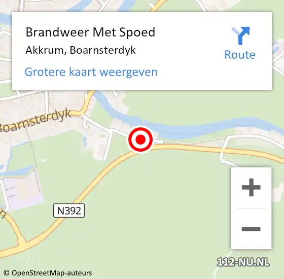 Locatie op kaart van de 112 melding: Brandweer Met Spoed Naar Akkrum, Boarnsterdyk op 4 april 2021 22:29