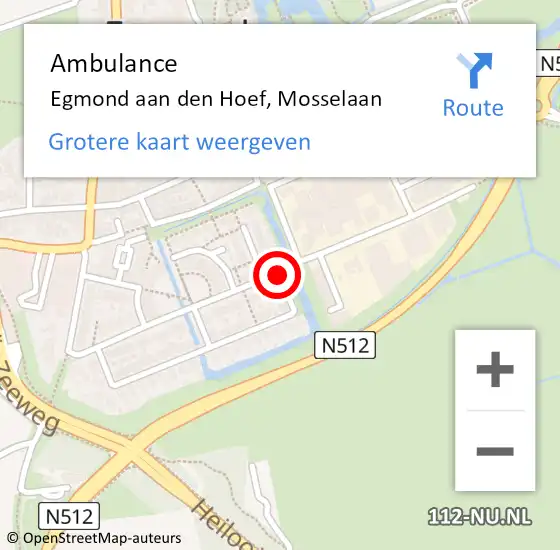 Locatie op kaart van de 112 melding: Ambulance Egmond aan den Hoef, Mosselaan op 4 april 2021 23:42