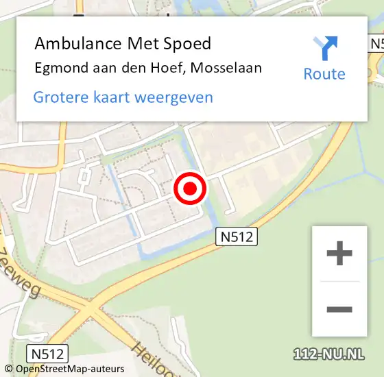 Locatie op kaart van de 112 melding: Ambulance Met Spoed Naar Egmond aan den Hoef, Mosselaan op 4 april 2021 23:58