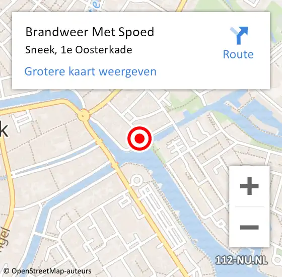 Locatie op kaart van de 112 melding: Brandweer Met Spoed Naar Sneek, 1e Oosterkade op 5 april 2021 00:57