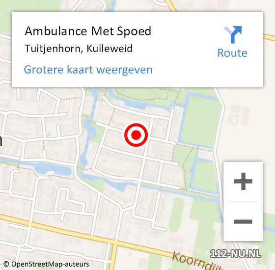 Locatie op kaart van de 112 melding: Ambulance Met Spoed Naar Tuitjenhorn, Kuileweid op 5 april 2021 03:38