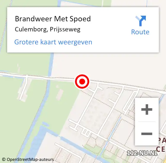 Locatie op kaart van de 112 melding: Brandweer Met Spoed Naar Culemborg, Prijsseweg op 5 april 2021 04:58