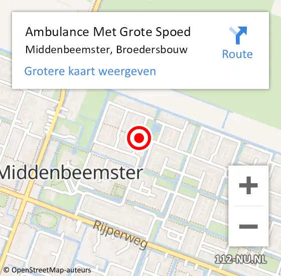 Locatie op kaart van de 112 melding: Ambulance Met Grote Spoed Naar Middenbeemster, Broedersbouw op 5 april 2021 05:49