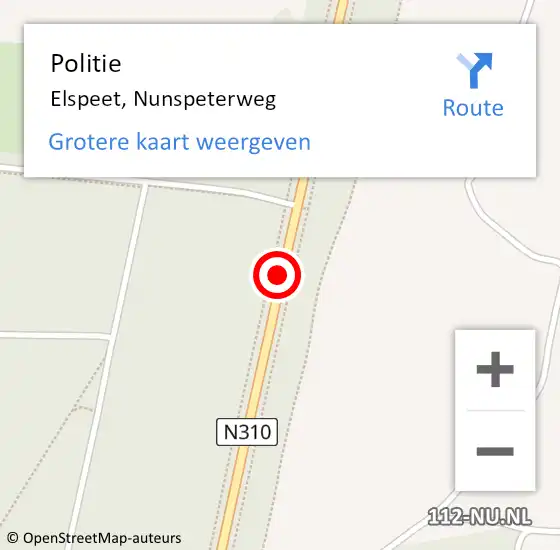 Locatie op kaart van de 112 melding: Politie Elspeet, Nunspeterweg op 5 april 2021 06:51