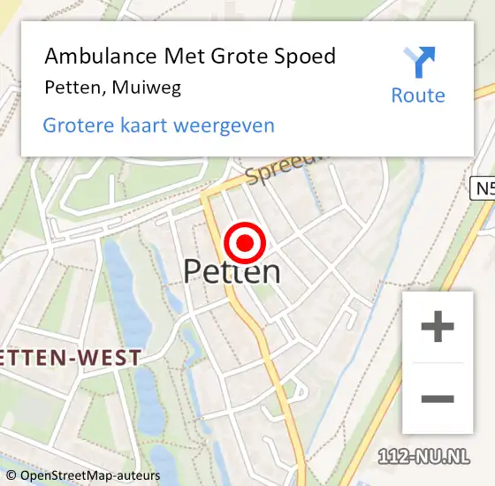 Locatie op kaart van de 112 melding: Ambulance Met Grote Spoed Naar Petten, Muiweg op 5 april 2021 08:52