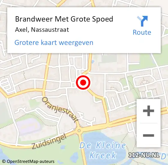 Locatie op kaart van de 112 melding: Brandweer Met Grote Spoed Naar Axel, Nassaustraat op 5 april 2021 09:55