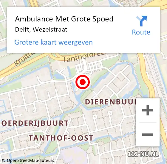 Locatie op kaart van de 112 melding: Ambulance Met Grote Spoed Naar Delft, Wezelstraat op 5 april 2021 09:55
