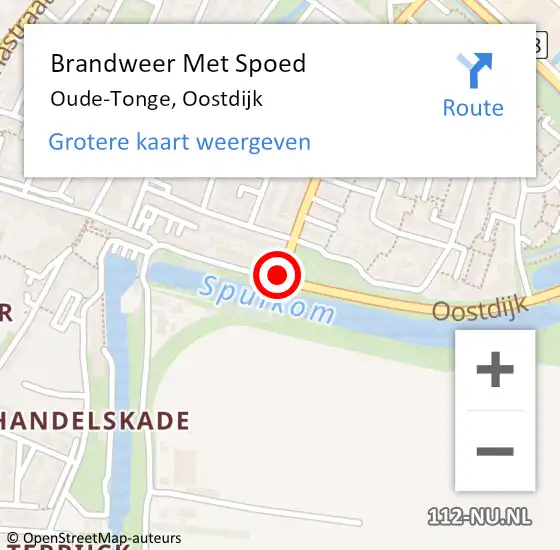 Locatie op kaart van de 112 melding: Brandweer Met Spoed Naar Oude-Tonge, Oostdijk op 5 april 2021 10:12