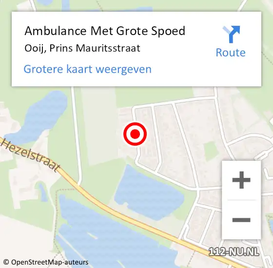 Locatie op kaart van de 112 melding: Ambulance Met Grote Spoed Naar Ooij, Prins Mauritsstraat op 5 april 2021 11:39