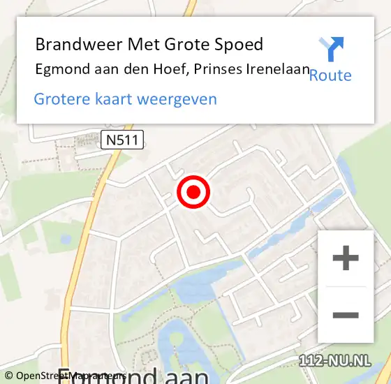 Locatie op kaart van de 112 melding: Brandweer Met Grote Spoed Naar Egmond aan den Hoef, Prinses Irenelaan op 5 april 2021 12:03