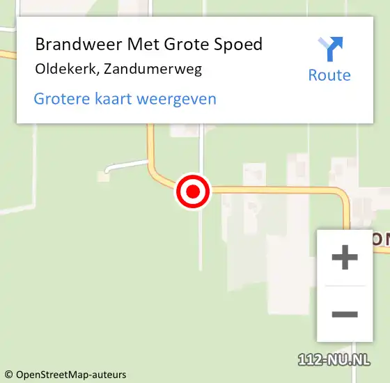 Locatie op kaart van de 112 melding: Brandweer Met Grote Spoed Naar Oldekerk, Zandumerweg op 5 april 2021 12:30