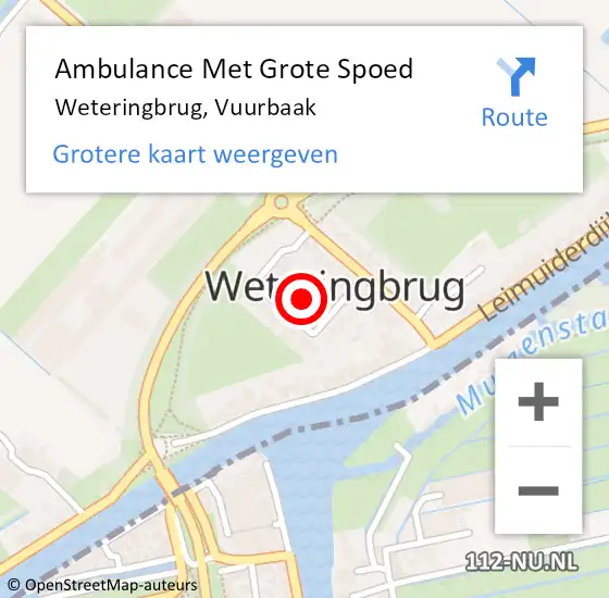 Locatie op kaart van de 112 melding: Ambulance Met Grote Spoed Naar Weteringbrug, Vuurbaak op 5 april 2021 13:03
