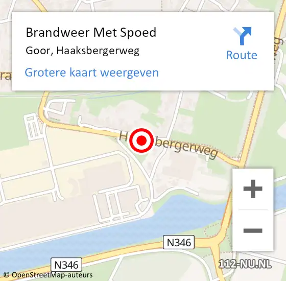 Locatie op kaart van de 112 melding: Brandweer Met Spoed Naar Goor, Haaksbergerweg op 5 april 2021 13:59