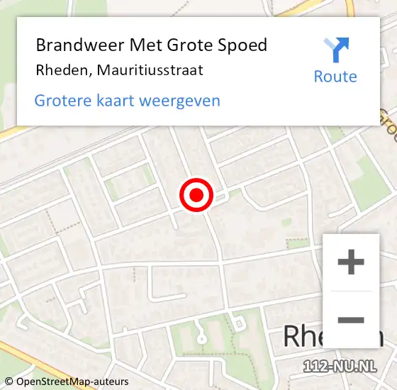 Locatie op kaart van de 112 melding: Brandweer Met Grote Spoed Naar Rheden, Mauritiusstraat op 5 april 2021 14:21