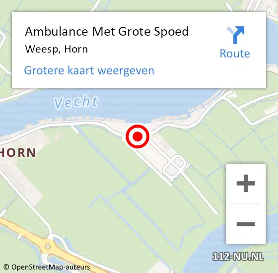 Locatie op kaart van de 112 melding: Ambulance Met Grote Spoed Naar Weesp, Horn op 5 april 2021 14:29