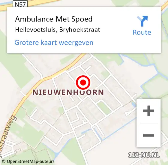 Locatie op kaart van de 112 melding: Ambulance Met Spoed Naar Hellevoetsluis, Bryhoekstraat op 5 april 2021 14:36