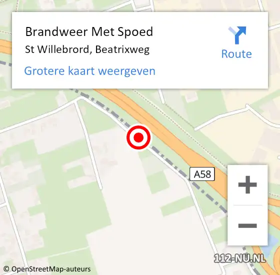 Locatie op kaart van de 112 melding: Brandweer Met Spoed Naar St Willebrord, Beatrixweg op 5 april 2021 16:01