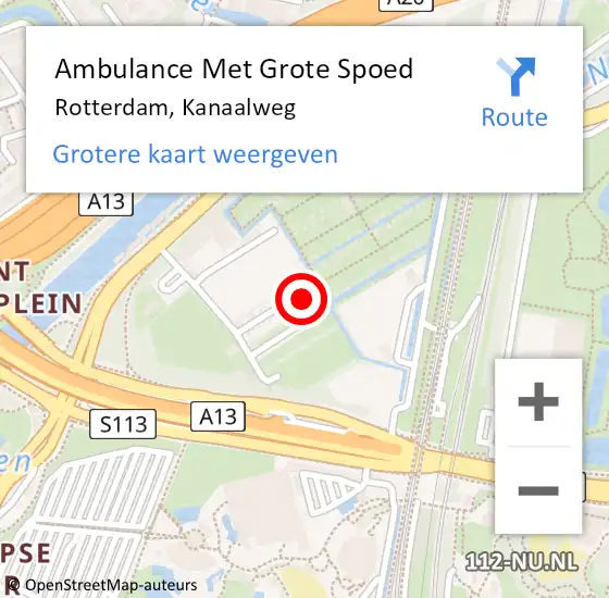 Locatie op kaart van de 112 melding: Ambulance Met Grote Spoed Naar Rotterdam, Kanaalweg op 5 april 2021 16:12