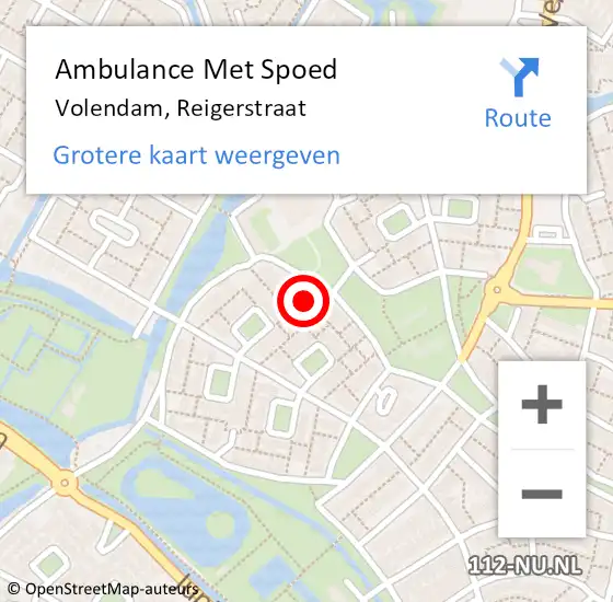 Locatie op kaart van de 112 melding: Ambulance Met Spoed Naar Volendam, Reigerstraat op 5 april 2021 16:50