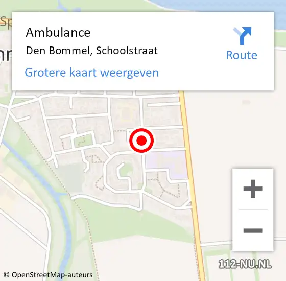 Locatie op kaart van de 112 melding: Ambulance Den Bommel, Schoolstraat op 5 april 2021 17:08