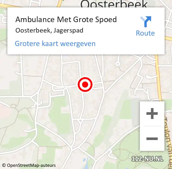 Locatie op kaart van de 112 melding: Ambulance Met Grote Spoed Naar Oosterbeek, Jagerspad op 5 april 2021 18:29