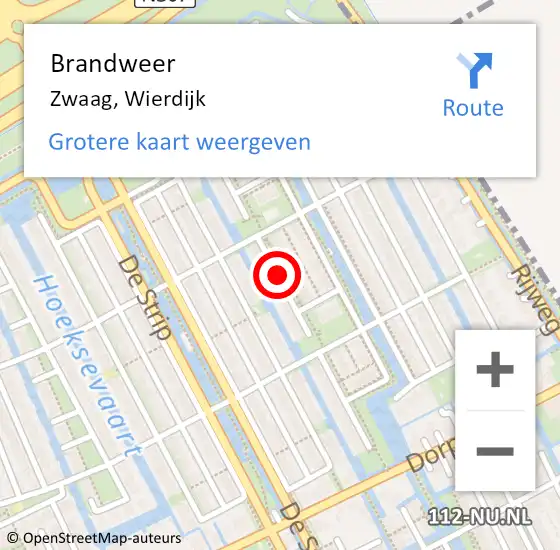 Locatie op kaart van de 112 melding: Brandweer Zwaag, Wierdijk op 5 april 2021 19:37