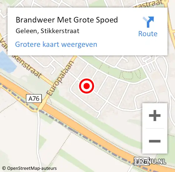 Locatie op kaart van de 112 melding: Brandweer Met Grote Spoed Naar Geleen, Stikkerstraat op 5 april 2021 20:07