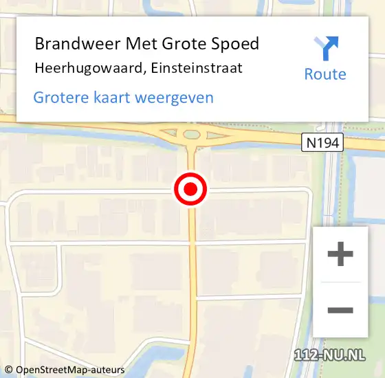 Locatie op kaart van de 112 melding: Brandweer Met Grote Spoed Naar Heerhugowaard, Einsteinstraat op 5 april 2021 21:26