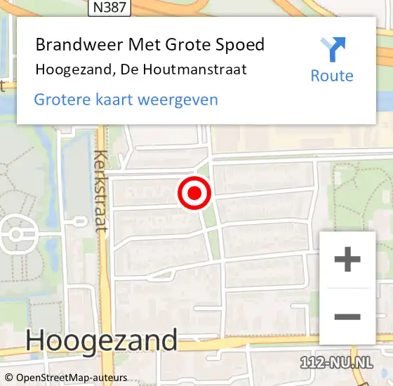 Locatie op kaart van de 112 melding: Brandweer Met Grote Spoed Naar Hoogezand, De Houtmanstraat op 5 april 2021 21:49