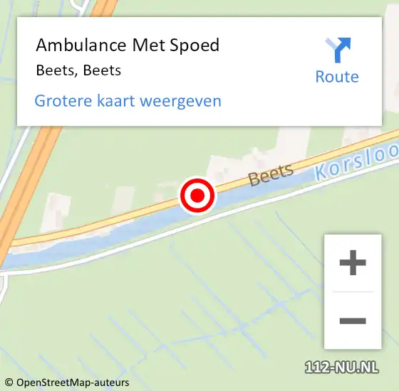 Locatie op kaart van de 112 melding: Ambulance Met Spoed Naar Beets, Beets op 6 april 2021 06:35