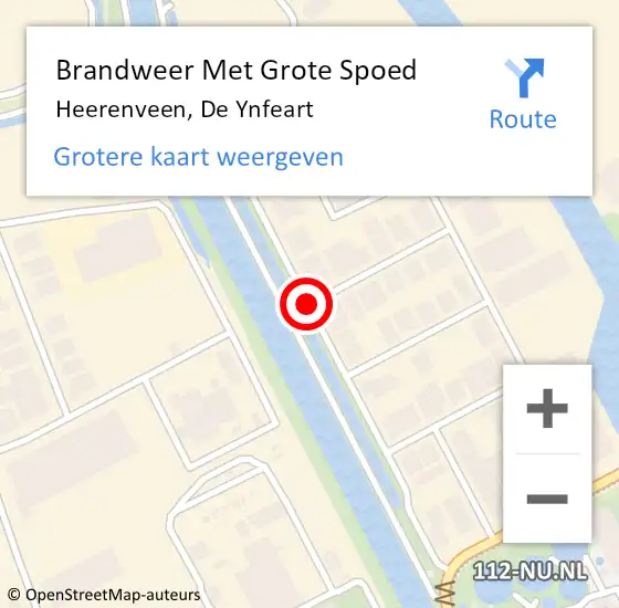 Locatie op kaart van de 112 melding: Brandweer Met Grote Spoed Naar Heerenveen, De Ynfeart op 6 april 2021 06:37