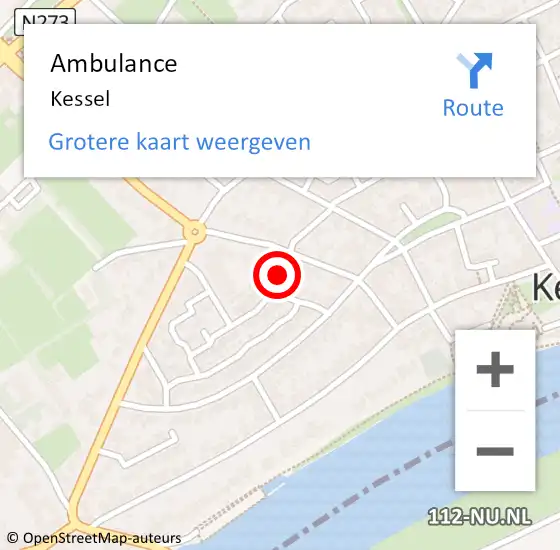 Locatie op kaart van de 112 melding: Ambulance Kessel op 6 april 2021 06:51