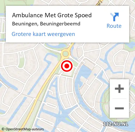 Locatie op kaart van de 112 melding: Ambulance Met Grote Spoed Naar Beuningen, Beuningerbeemd op 6 april 2021 07:58