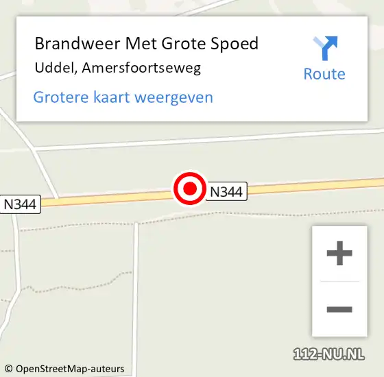 Locatie op kaart van de 112 melding: Brandweer Met Grote Spoed Naar Uddel, Amersfoortseweg op 6 april 2021 07:59