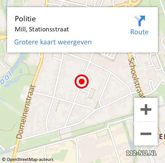 Locatie op kaart van de 112 melding: Politie Mill, Stationsstraat op 6 april 2021 10:13