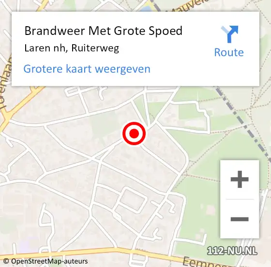 Locatie op kaart van de 112 melding: Brandweer Met Grote Spoed Naar Laren nh, Ruiterweg op 6 april 2021 10:19