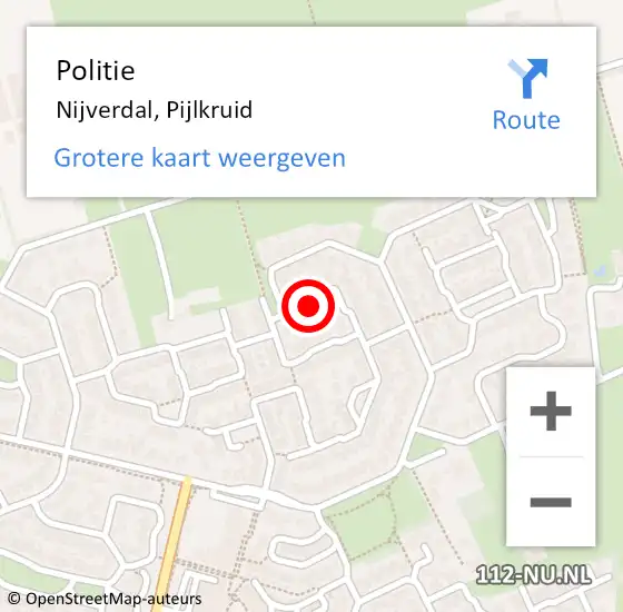 Locatie op kaart van de 112 melding: Politie Nijverdal, Pijlkruid op 6 april 2021 12:11