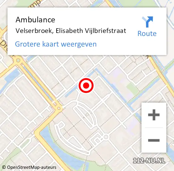 Locatie op kaart van de 112 melding: Ambulance Velserbroek, Elisabeth Vijlbriefstraat op 6 april 2021 12:25