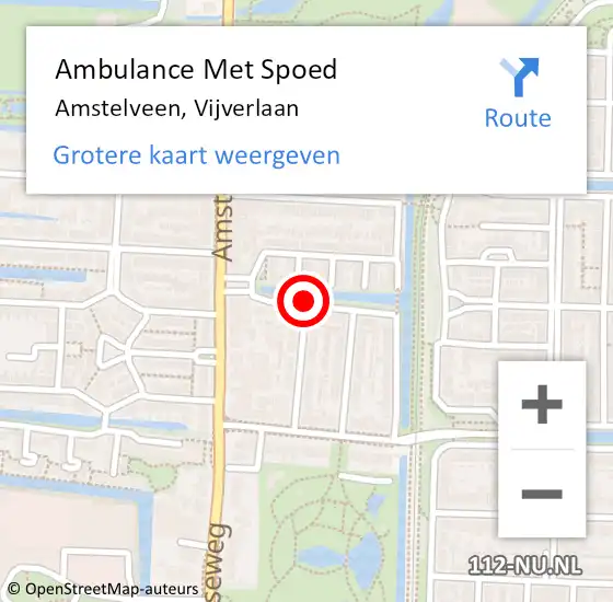 Locatie op kaart van de 112 melding: Ambulance Met Spoed Naar Amstelveen, Vijverlaan op 6 april 2021 13:28