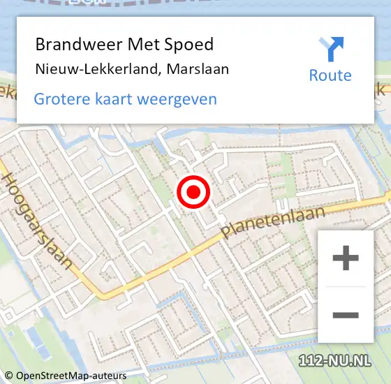 Locatie op kaart van de 112 melding: Brandweer Met Spoed Naar Nieuw-Lekkerland, Marslaan op 7 juni 2014 02:51