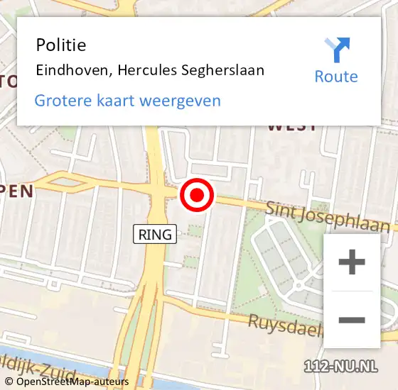 Locatie op kaart van de 112 melding: Politie Eindhoven, Hercules Segherslaan op 6 april 2021 16:00