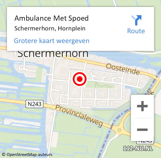 Locatie op kaart van de 112 melding: Ambulance Met Spoed Naar Schermerhorn, Hornplein op 7 juni 2014 03:06