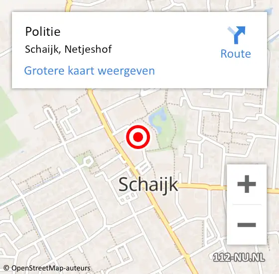 Locatie op kaart van de 112 melding: Politie Schaijk, Netjeshof op 6 april 2021 17:14