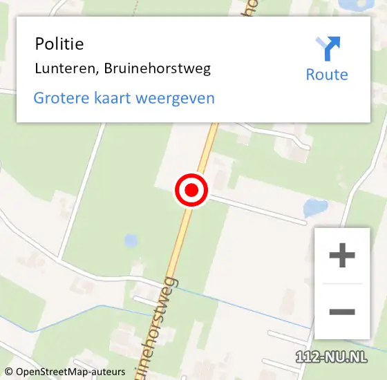 Locatie op kaart van de 112 melding: Politie Lunteren, Bruinehorstweg op 6 april 2021 18:17