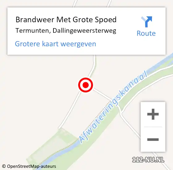 Locatie op kaart van de 112 melding: Brandweer Met Grote Spoed Naar Termunten, Dallingeweersterweg op 6 april 2021 19:23