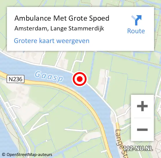 Locatie op kaart van de 112 melding: Ambulance Met Grote Spoed Naar Amsterdam, Lange Stammerdijk op 6 april 2021 21:32