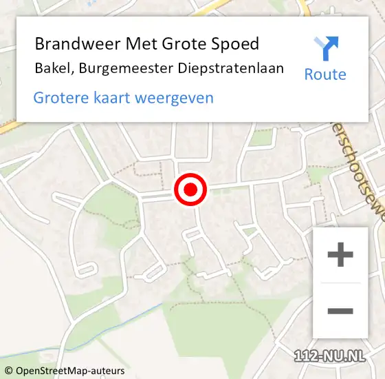 Locatie op kaart van de 112 melding: Brandweer Met Grote Spoed Naar Bakel, Burgemeester Diepstratenlaan op 6 april 2021 22:27